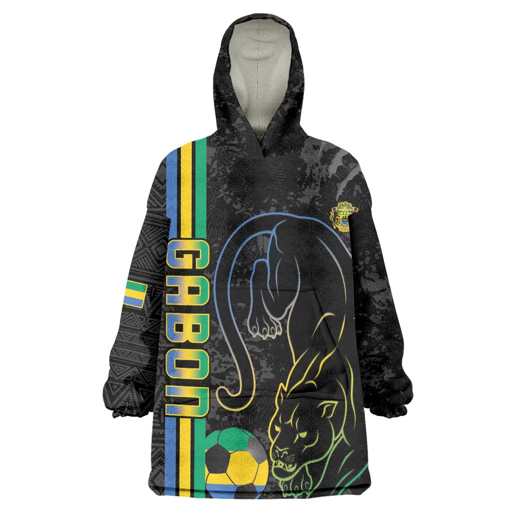 Custom Gabon Football Wearable Blanket Hoodie Go Champions - Black Ver LT15