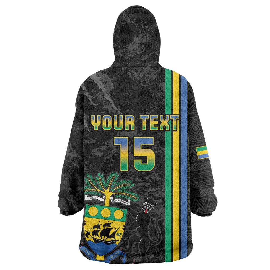Custom Gabon Football Wearable Blanket Hoodie Go Champions - Black Ver LT15