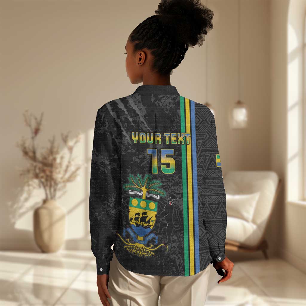 Custom Gabon Football Women Casual Shirt Go Champions - Black Ver LT15