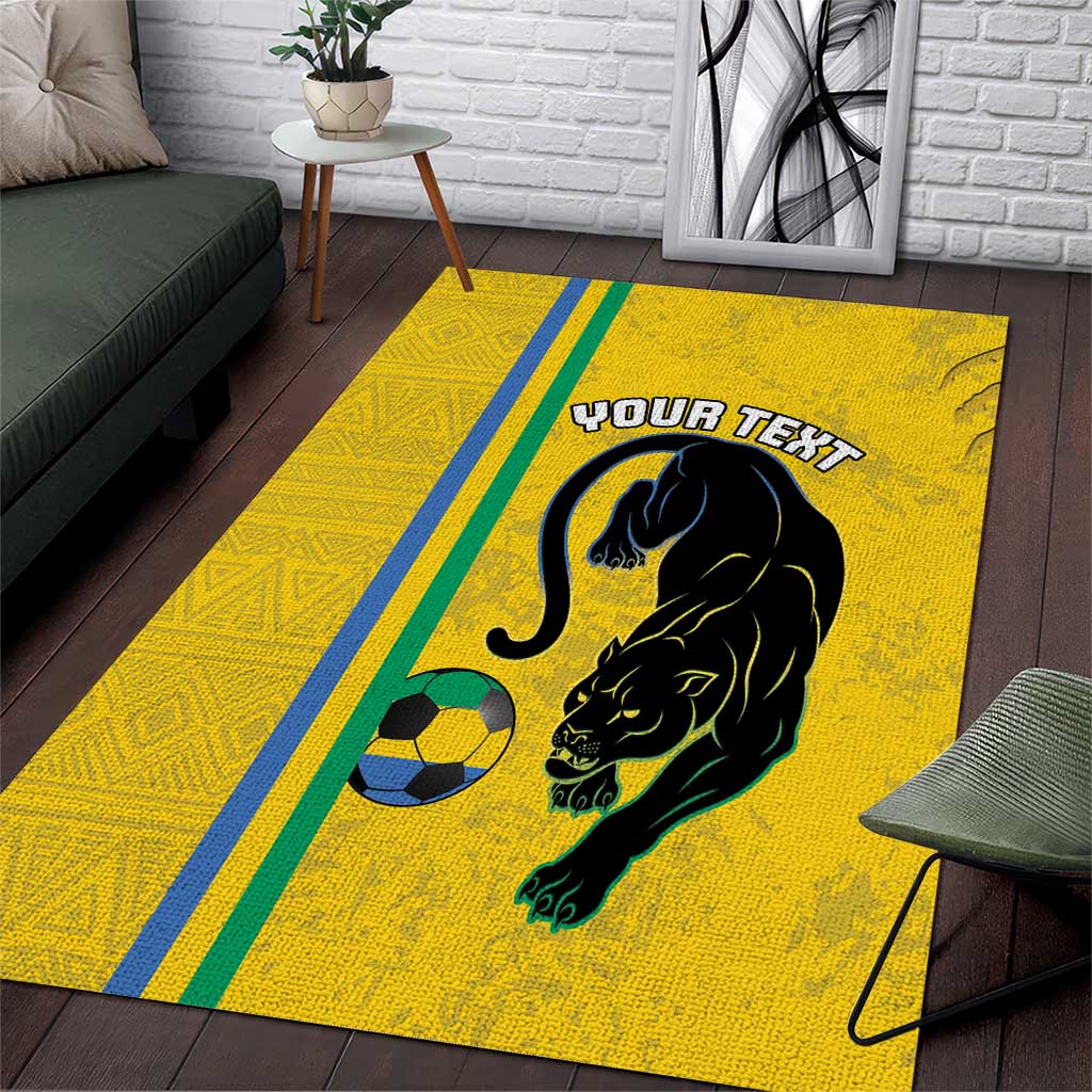 Custom Gabon Football Area Rug Go Champions - Yellow Ver LT15