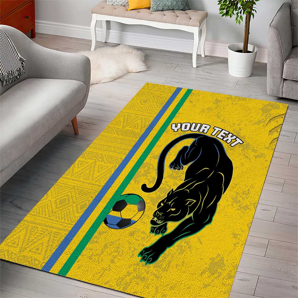 Custom Gabon Football Area Rug Go Champions - Yellow Ver LT15