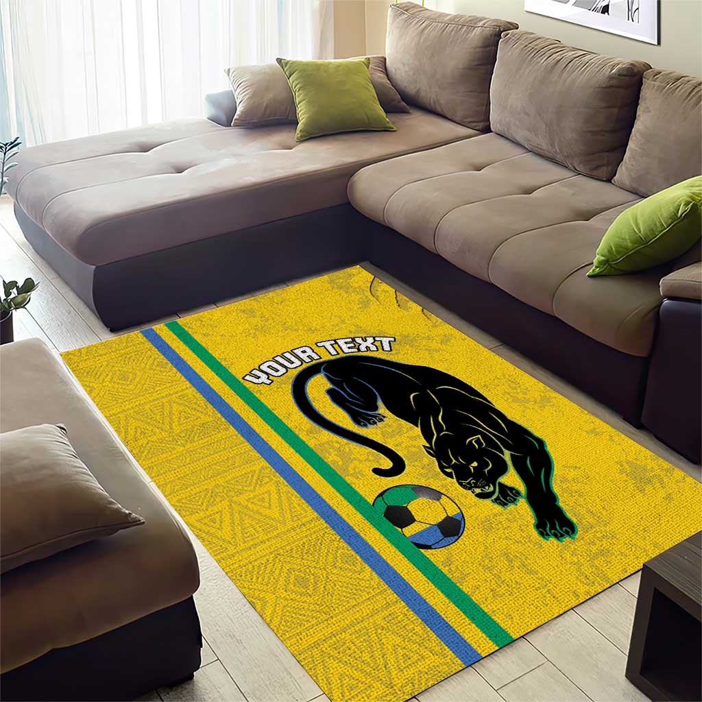 Custom Gabon Football Area Rug Go Champions - Yellow Ver LT15