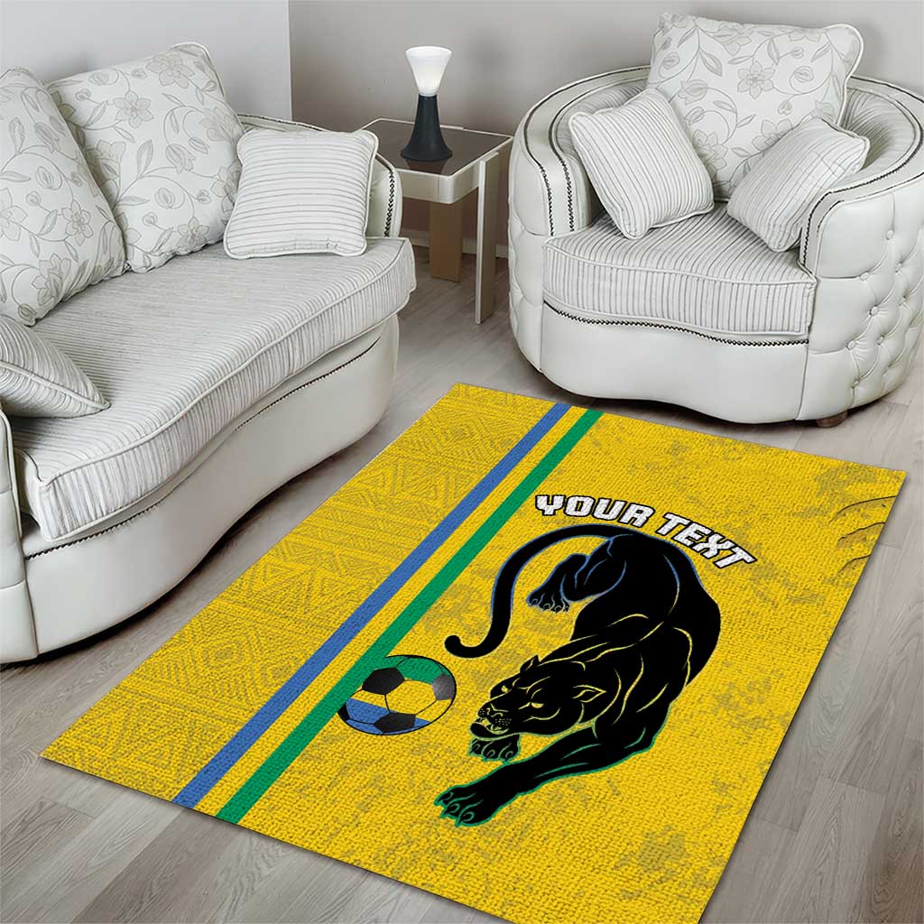 Custom Gabon Football Area Rug Go Champions - Yellow Ver LT15