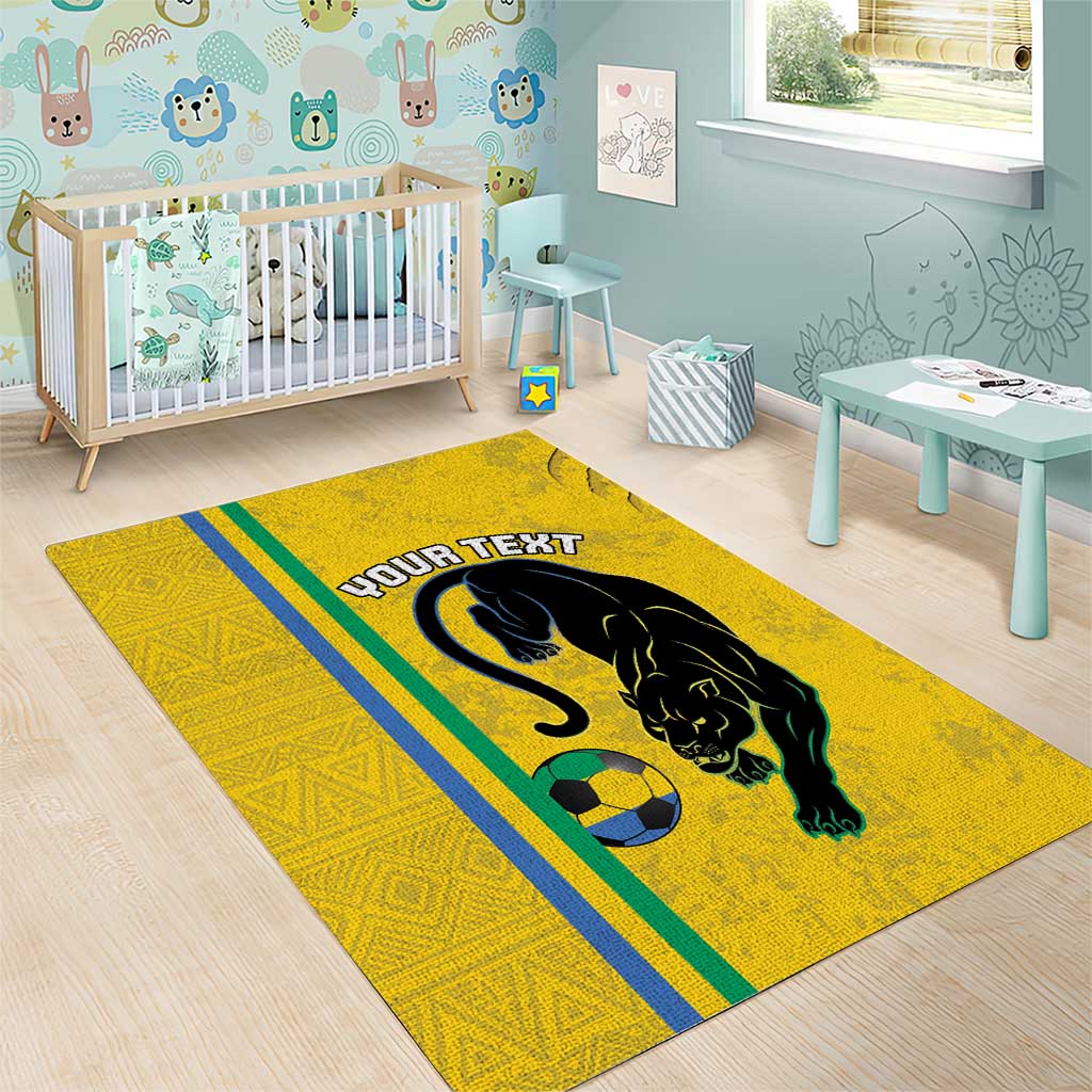 Custom Gabon Football Area Rug Go Champions - Yellow Ver LT15