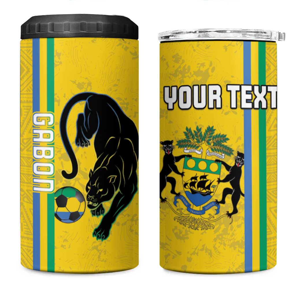 Custom Gabon Football 4 in 1 Can Cooler Tumbler Go Champions - Yellow Ver LT15