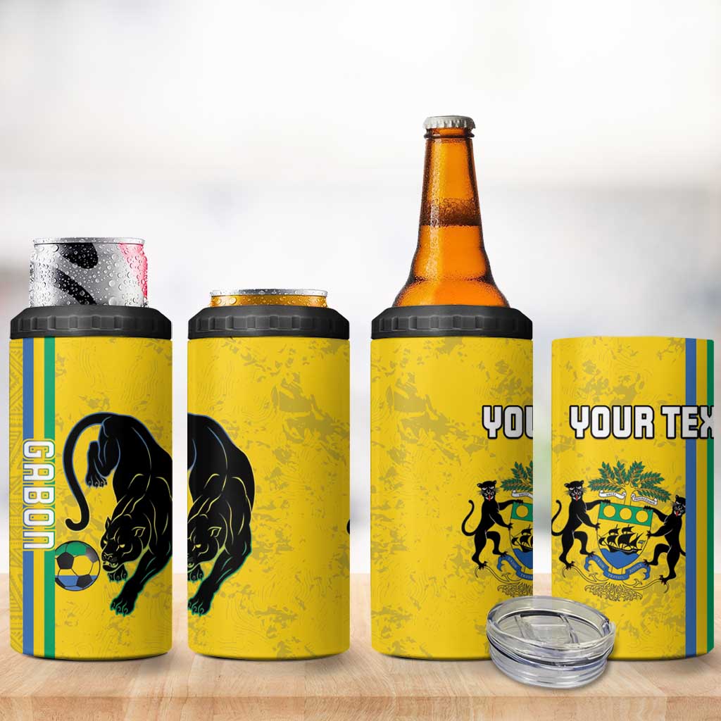Custom Gabon Football 4 in 1 Can Cooler Tumbler Go Champions - Yellow Ver LT15