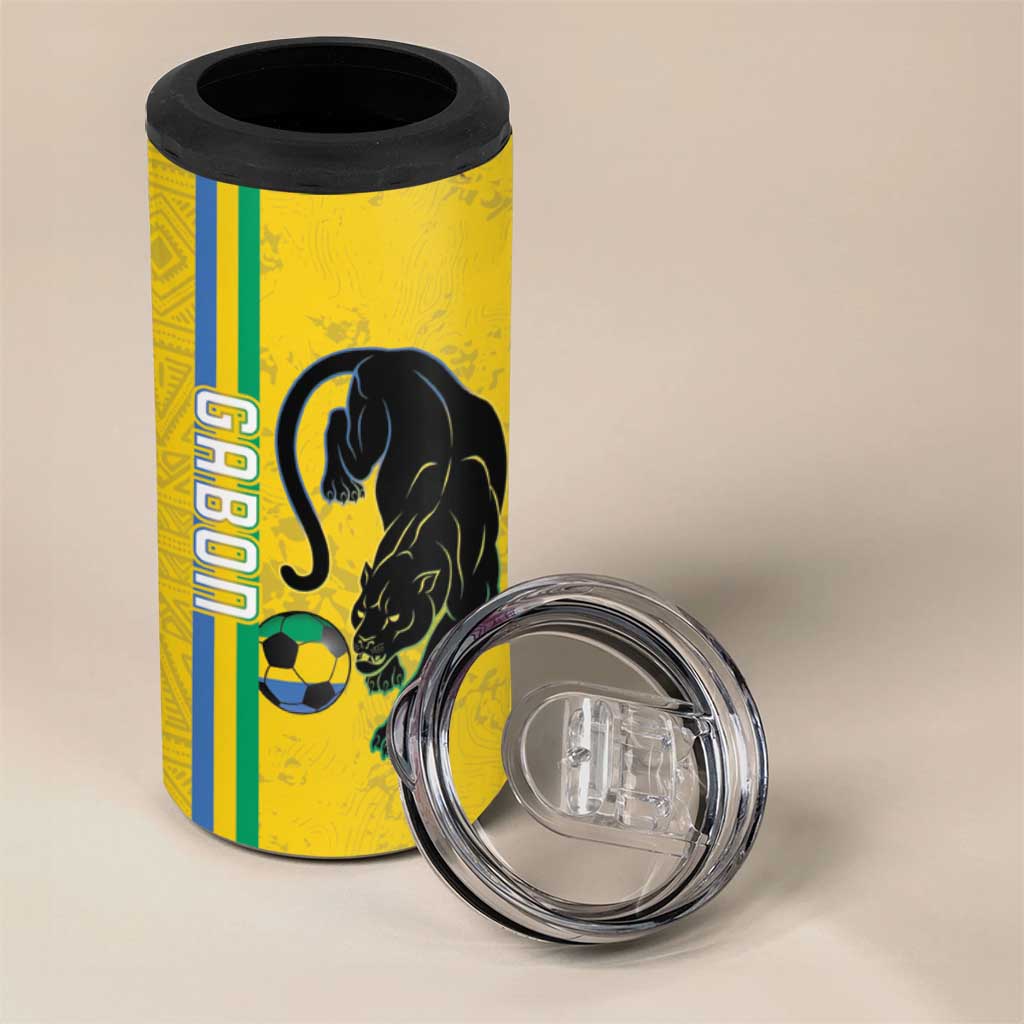 Custom Gabon Football 4 in 1 Can Cooler Tumbler Go Champions - Yellow Ver LT15