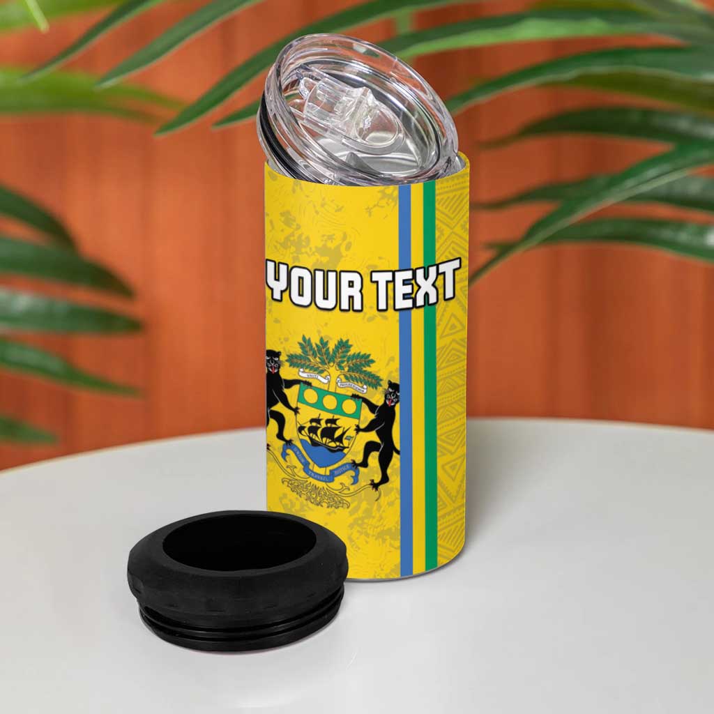 Custom Gabon Football 4 in 1 Can Cooler Tumbler Go Champions - Yellow Ver LT15