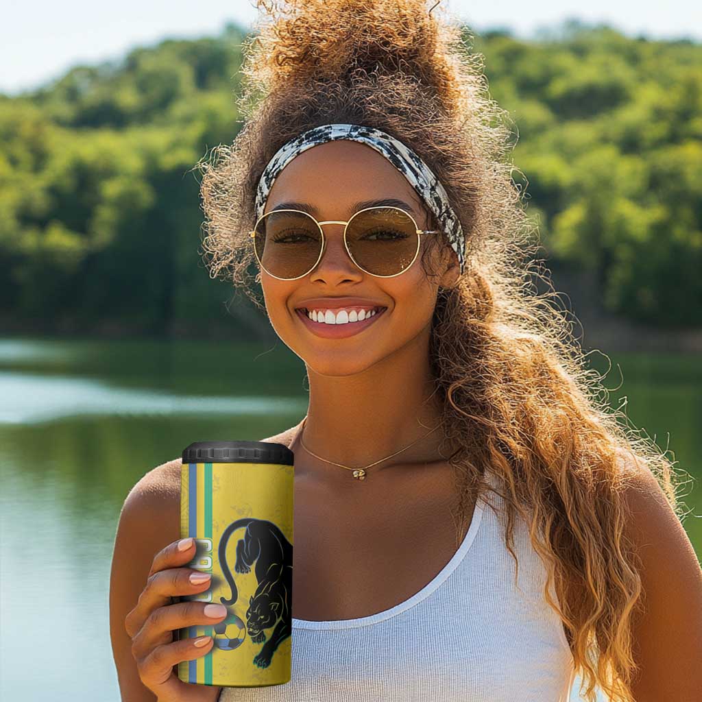 Custom Gabon Football 4 in 1 Can Cooler Tumbler Go Champions - Yellow Ver LT15