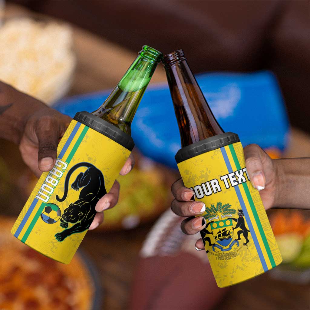Custom Gabon Football 4 in 1 Can Cooler Tumbler Go Champions - Yellow Ver LT15