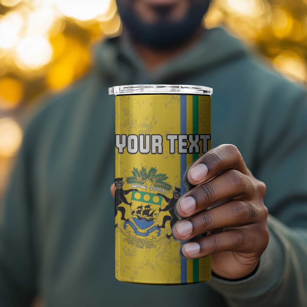 Custom Gabon Football 4 in 1 Can Cooler Tumbler Go Champions - Yellow Ver LT15