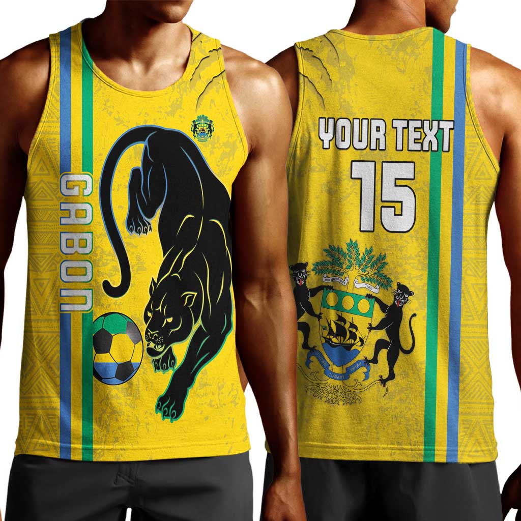 Custom Gabon Football Men Tank Top Go Champions - Yellow Ver LT15