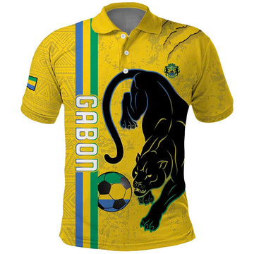 Custom Gabon Football Polo Shirt Go Les Pantheres - Yellow Ver LT15