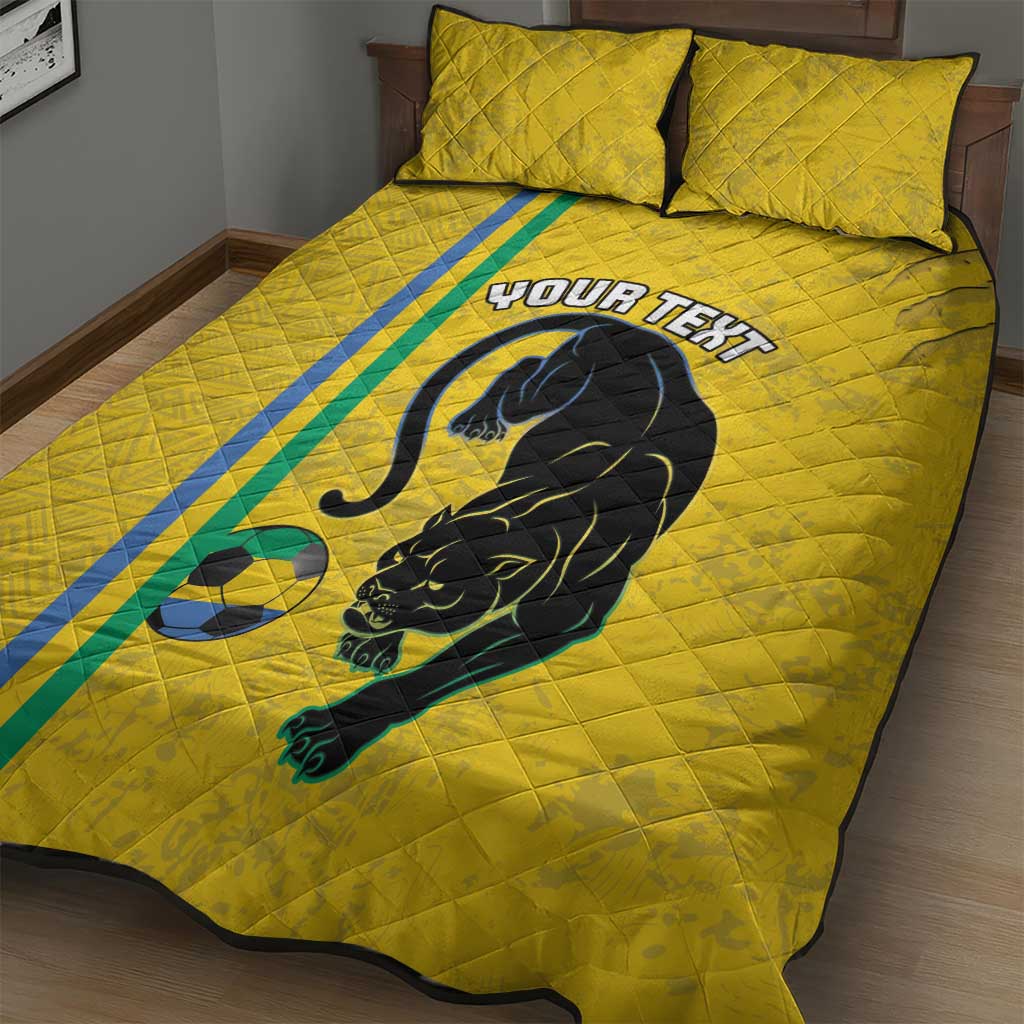 Custom Gabon Football Quilt Bed Set Go Champions - Yellow Ver LT15