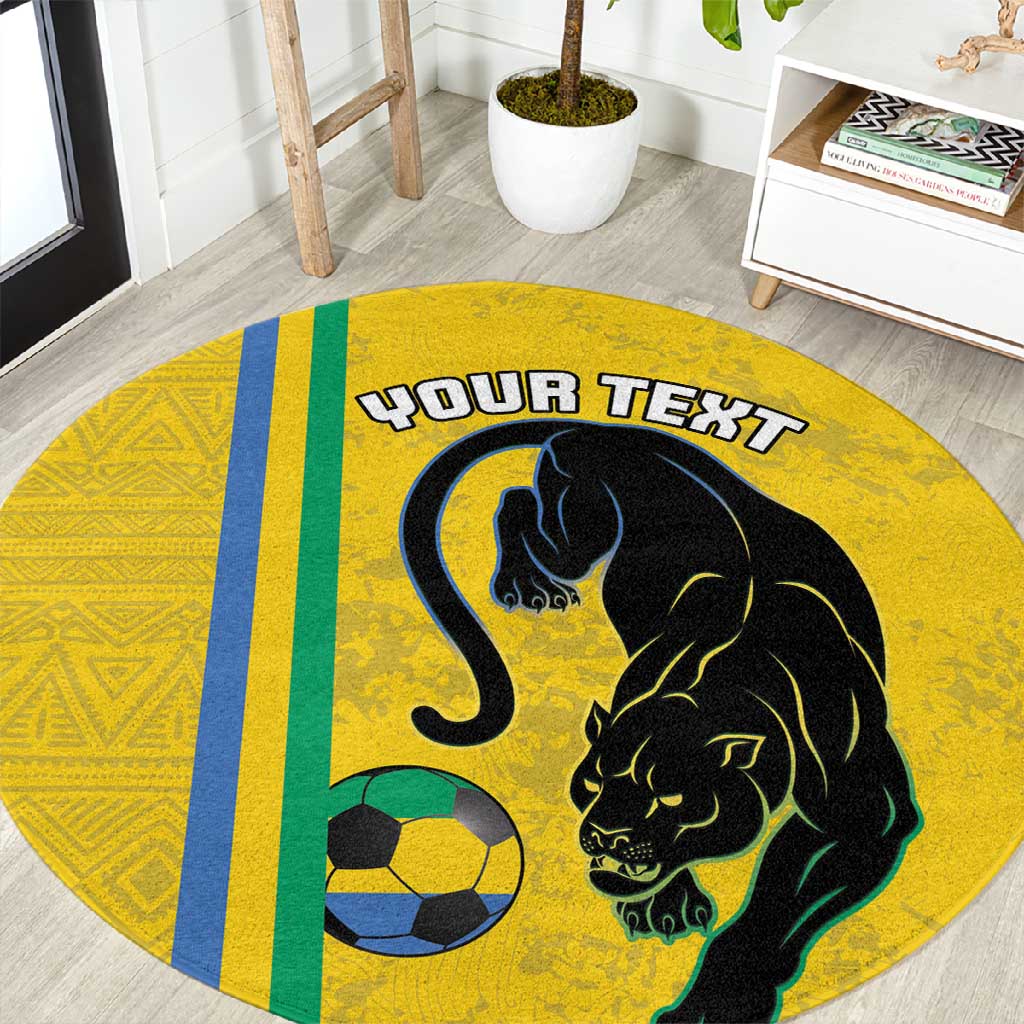 Custom Gabon Football Round Carpet Go Champions - Yellow Ver LT15