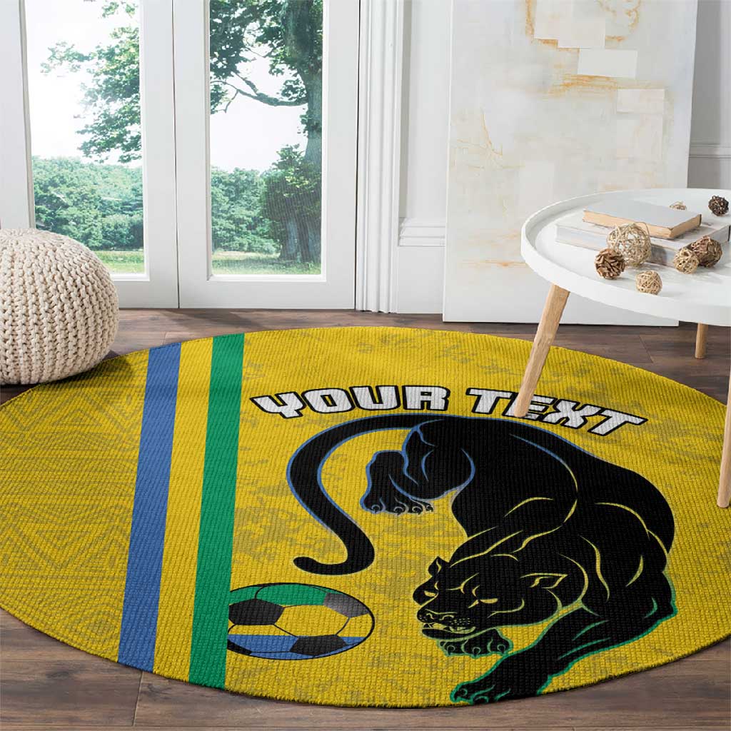 Custom Gabon Football Round Carpet Go Champions - Yellow Ver LT15