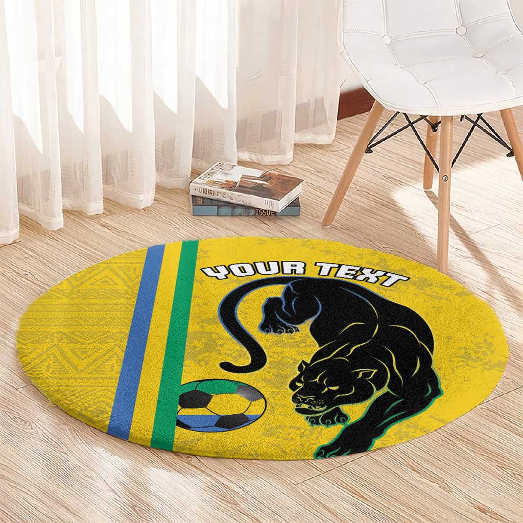 Custom Gabon Football Round Carpet Go Champions - Yellow Ver LT15
