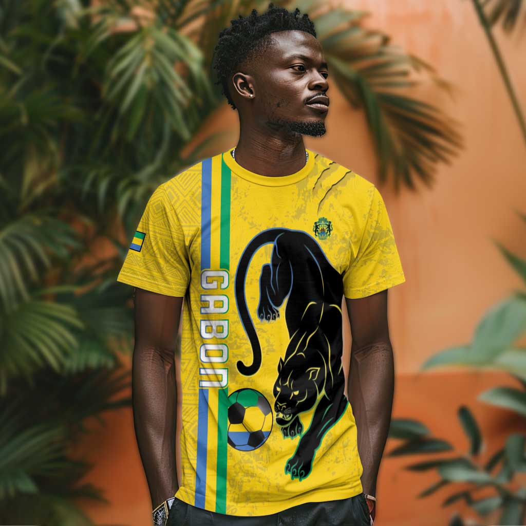 Custom Gabon Football T shirt Go Champions - Yellow Ver LT15