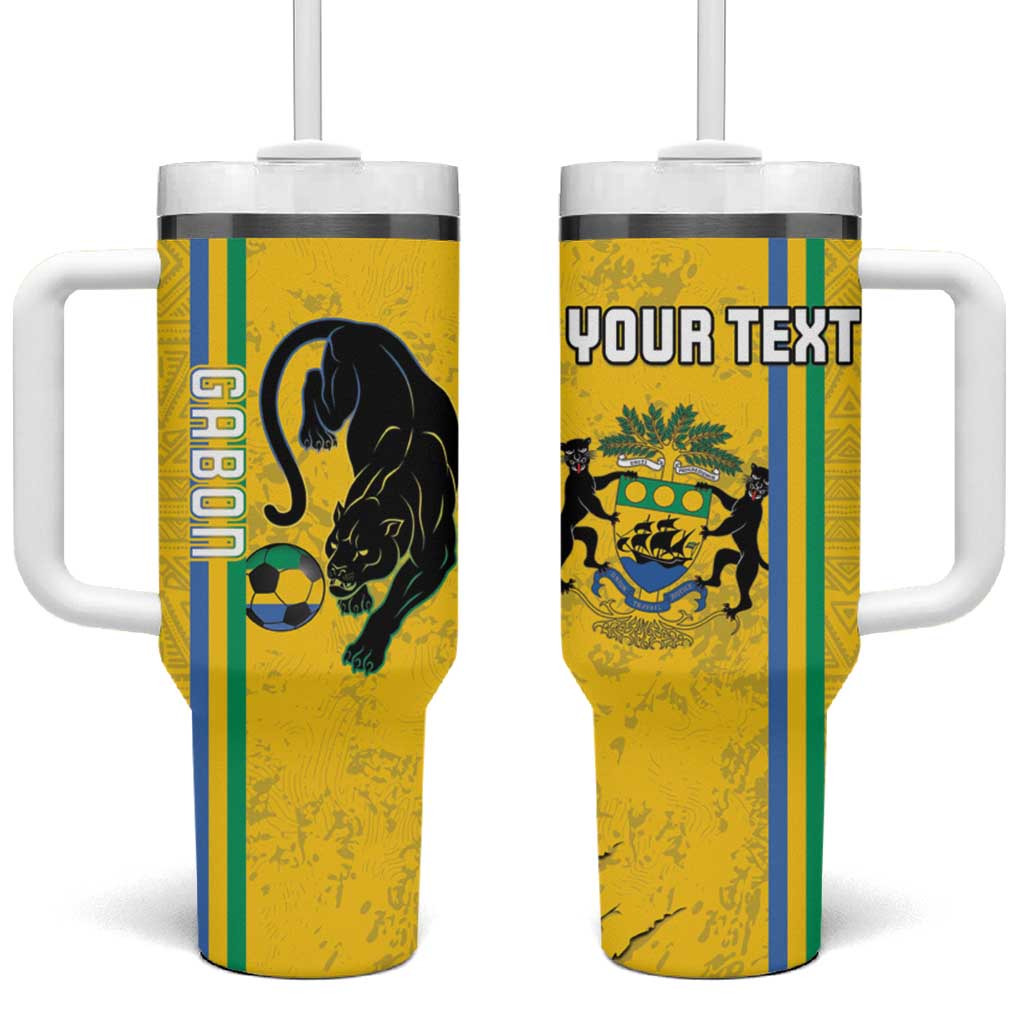 Custom Gabon Football Tumbler With Handle Go Champions - Yellow Ver LT15