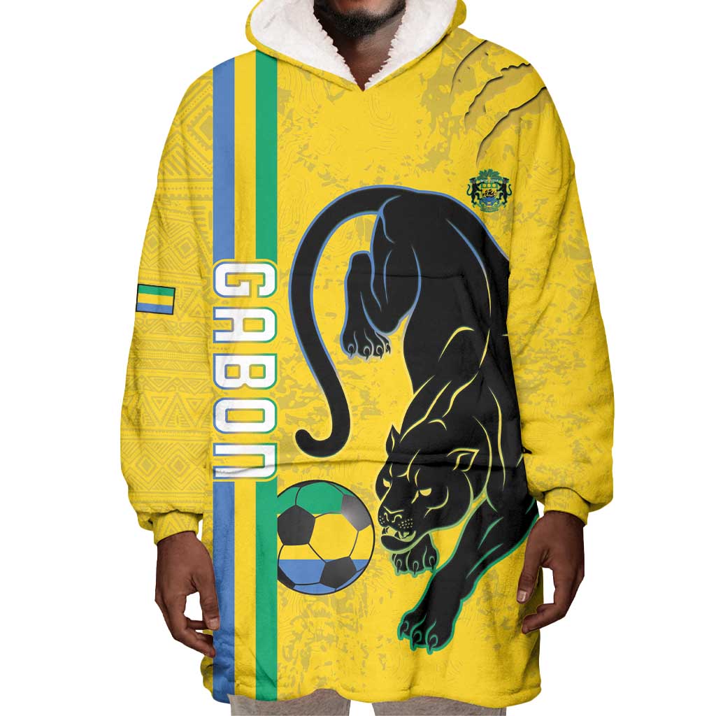 Custom Gabon Football Wearable Blanket Hoodie Go Champions - Yellow Ver LT15