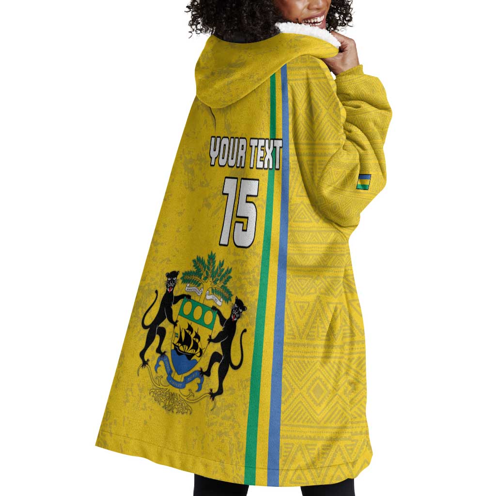 Custom Gabon Football Wearable Blanket Hoodie Go Champions - Yellow Ver LT15