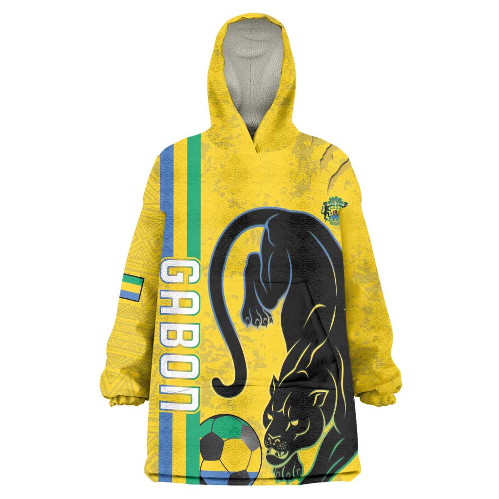 Custom Gabon Football Wearable Blanket Hoodie Go Champions - Yellow Ver LT15