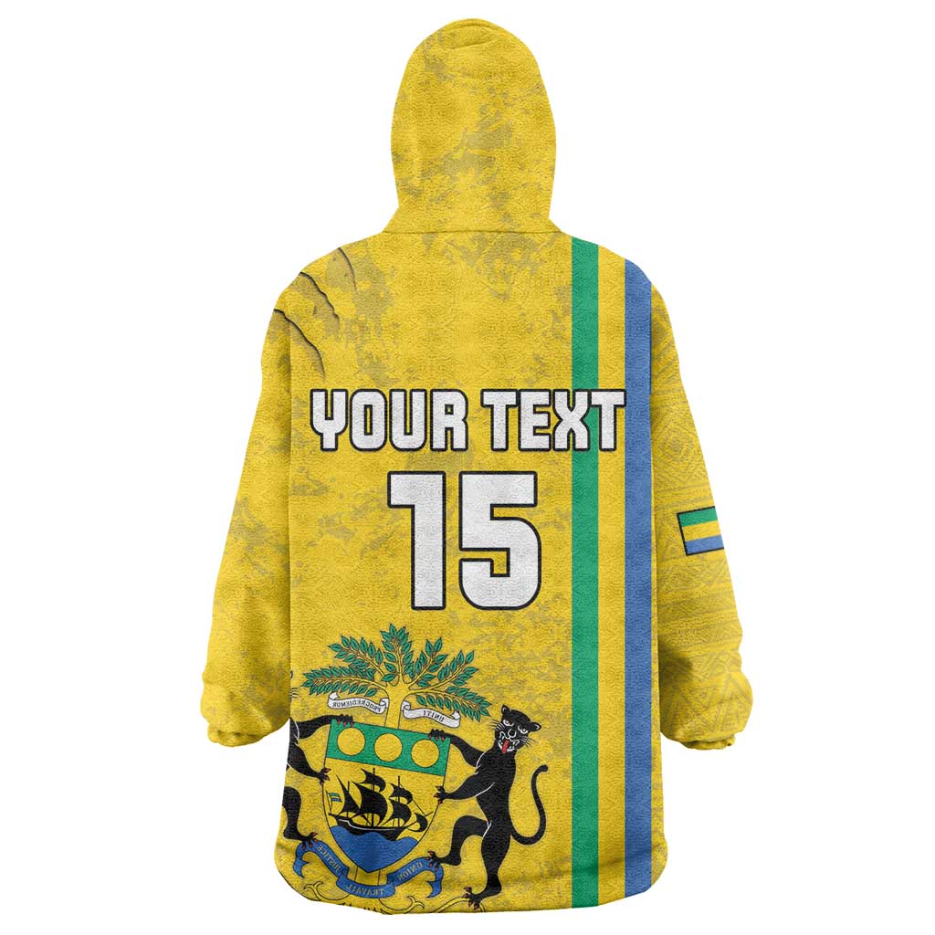 Custom Gabon Football Wearable Blanket Hoodie Go Champions - Yellow Ver LT15
