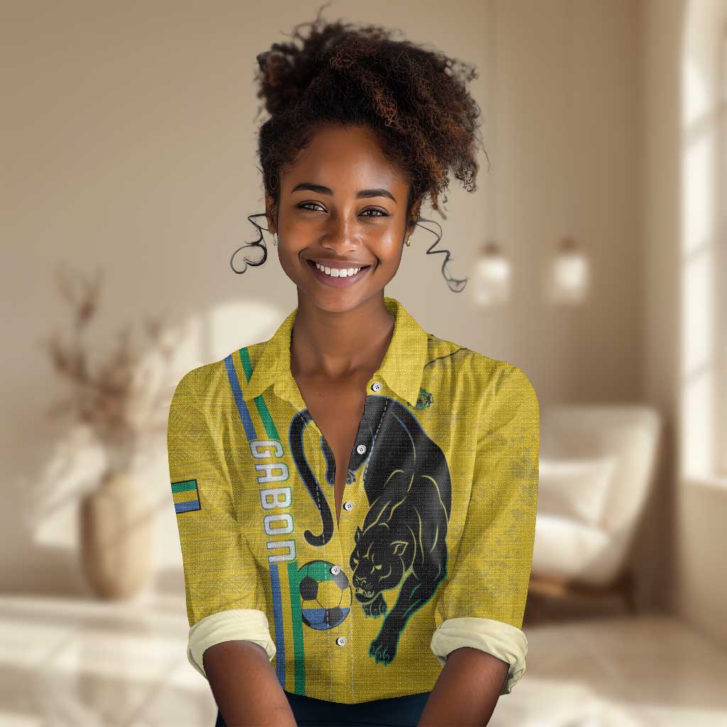 Custom Gabon Football Women Casual Shirt Go Champions - Yellow Ver LT15