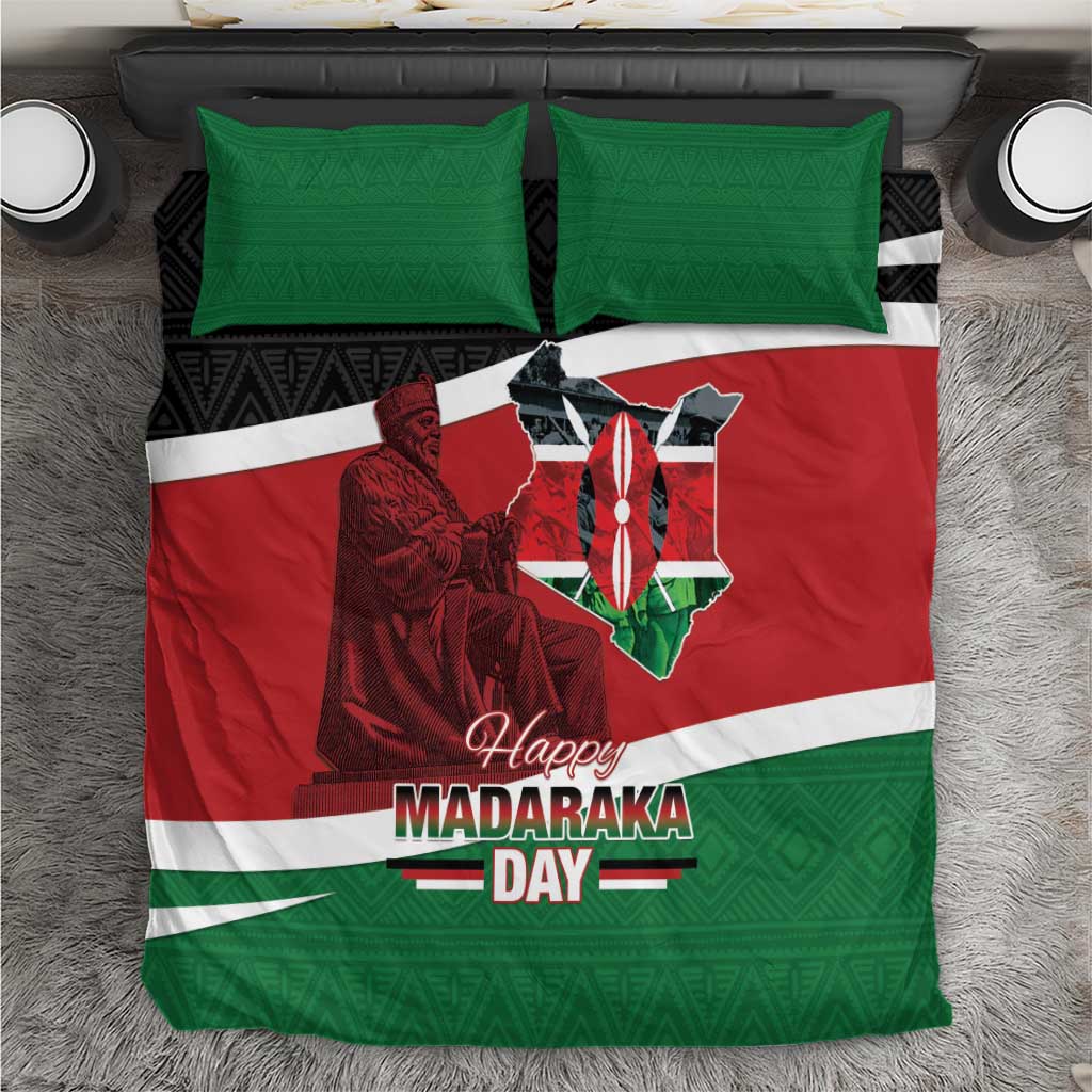 Kenya Madaraka Day Bedding Set Jomo Kenyatta With Map LT15