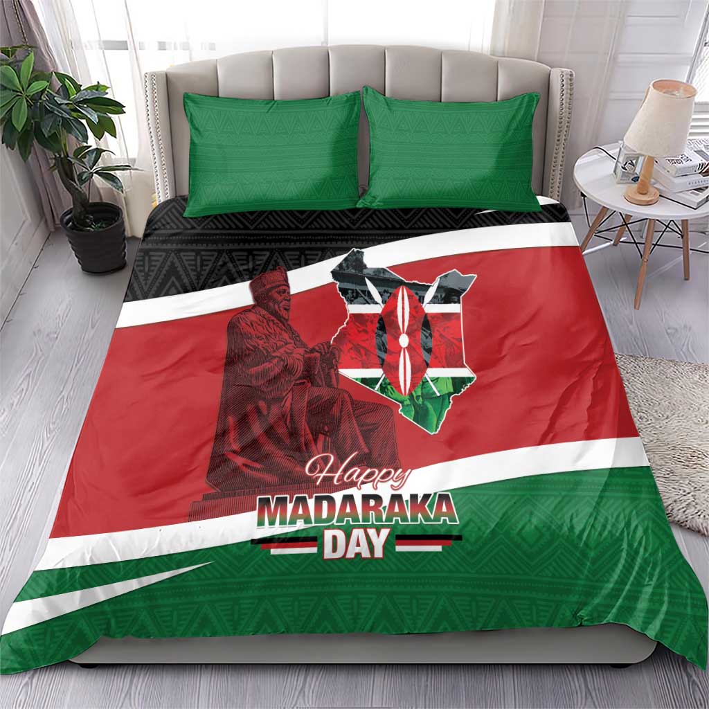 Kenya Madaraka Day Bedding Set Jomo Kenyatta With Map LT15