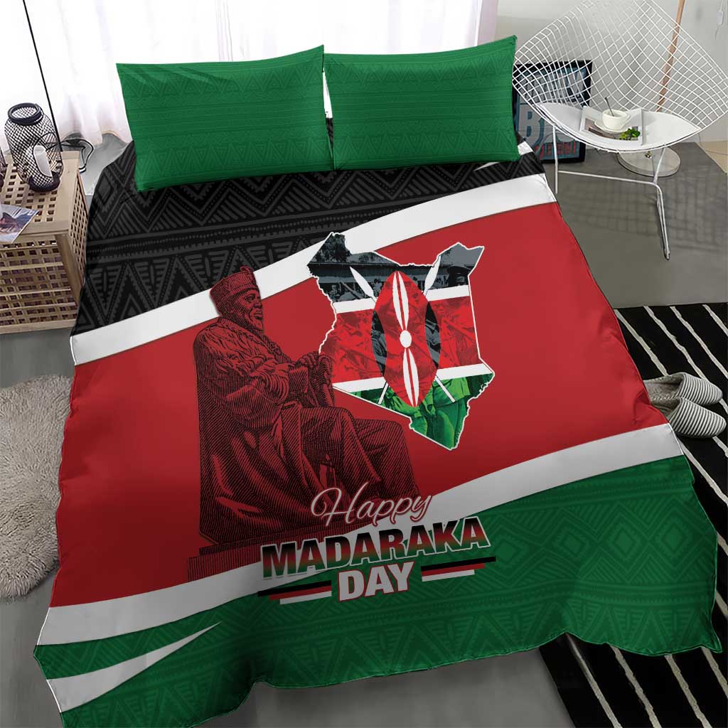 Kenya Madaraka Day Bedding Set Jomo Kenyatta With Map LT15