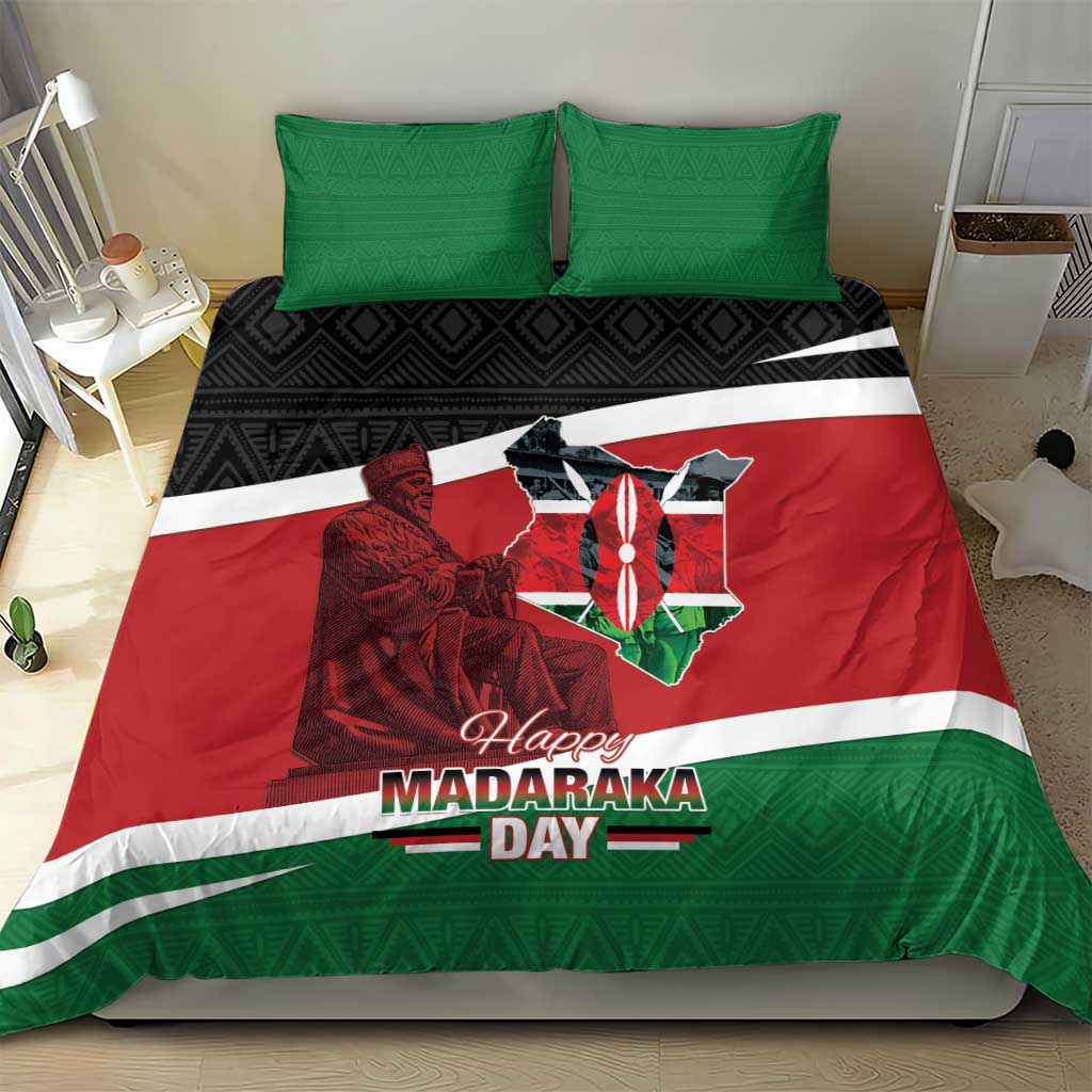 Kenya Madaraka Day Bedding Set Jomo Kenyatta With Map LT15