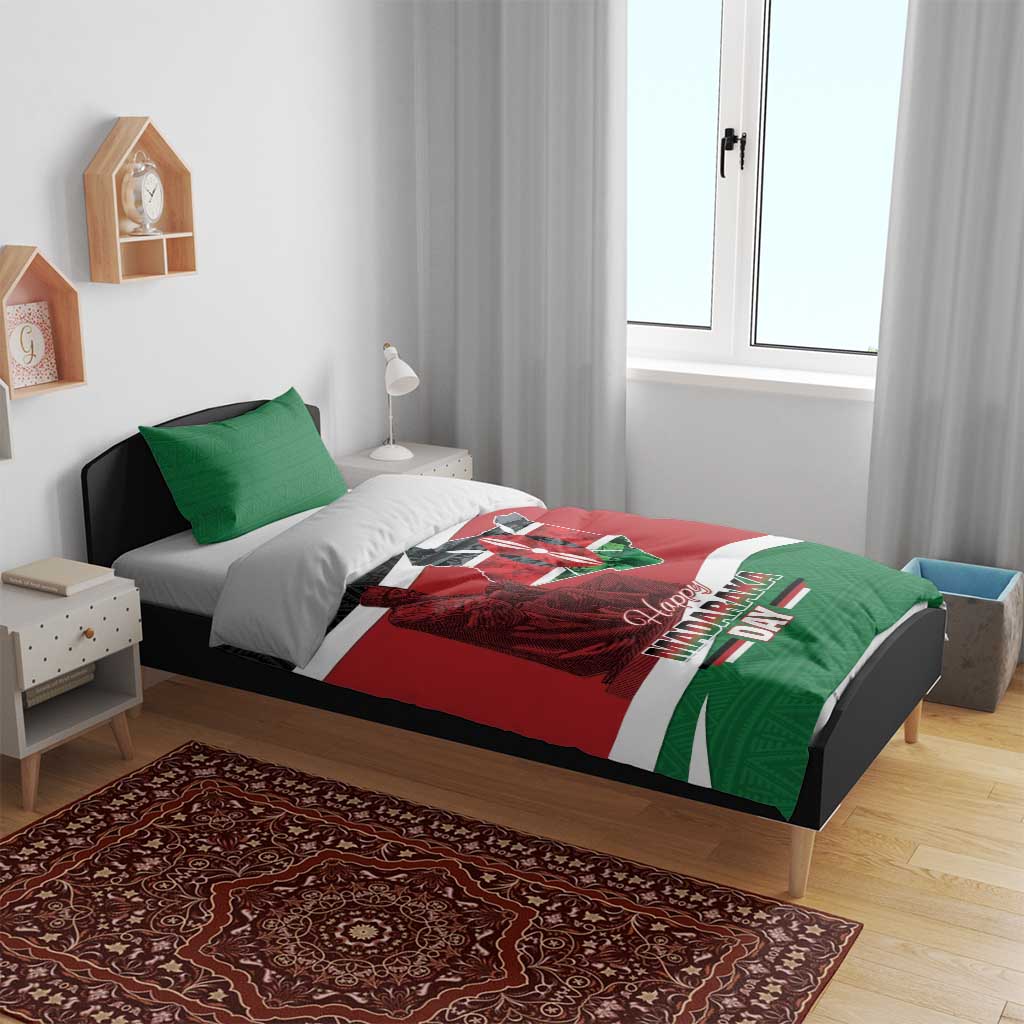 Kenya Madaraka Day Bedding Set Jomo Kenyatta With Map LT15