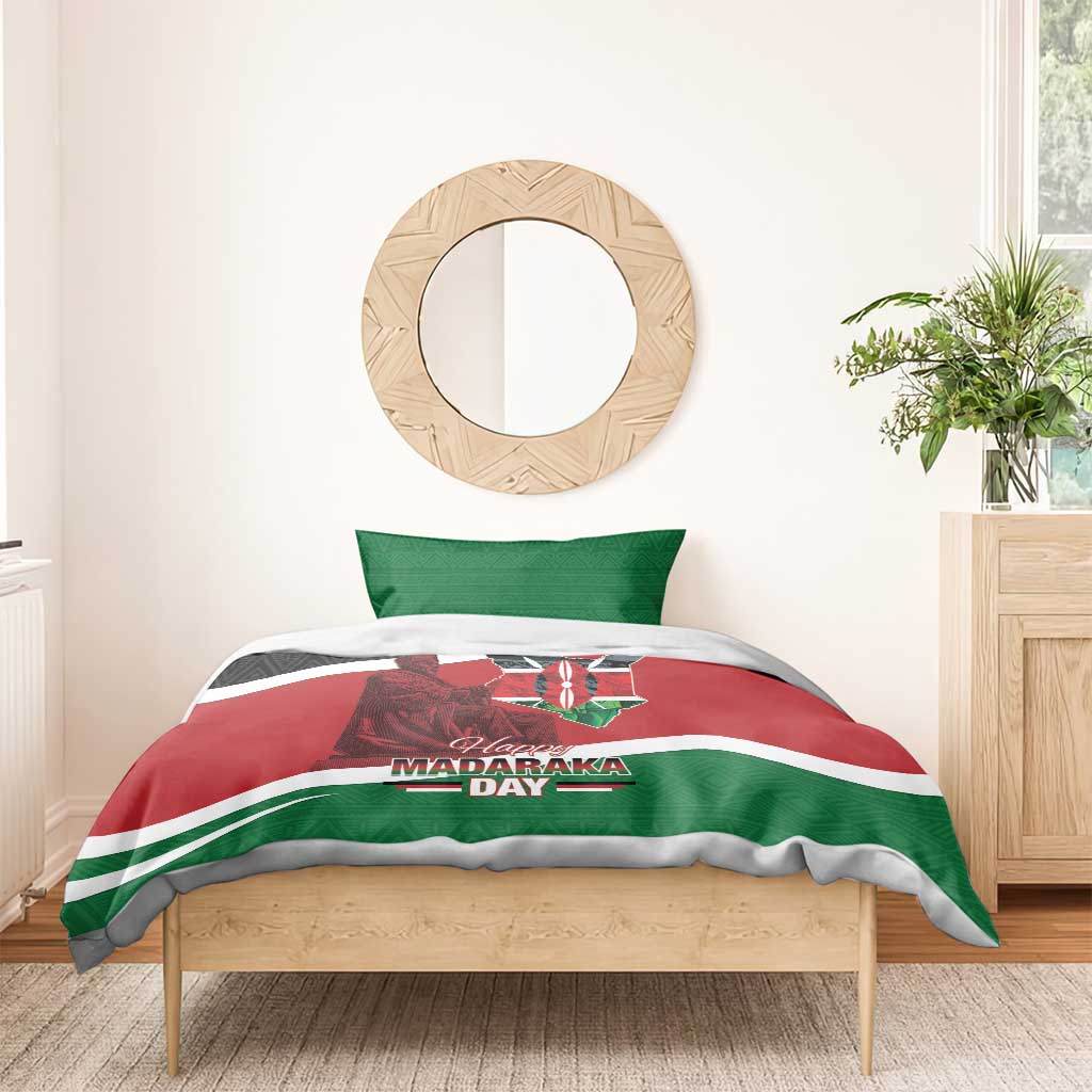 Kenya Madaraka Day Bedding Set Jomo Kenyatta With Map LT15