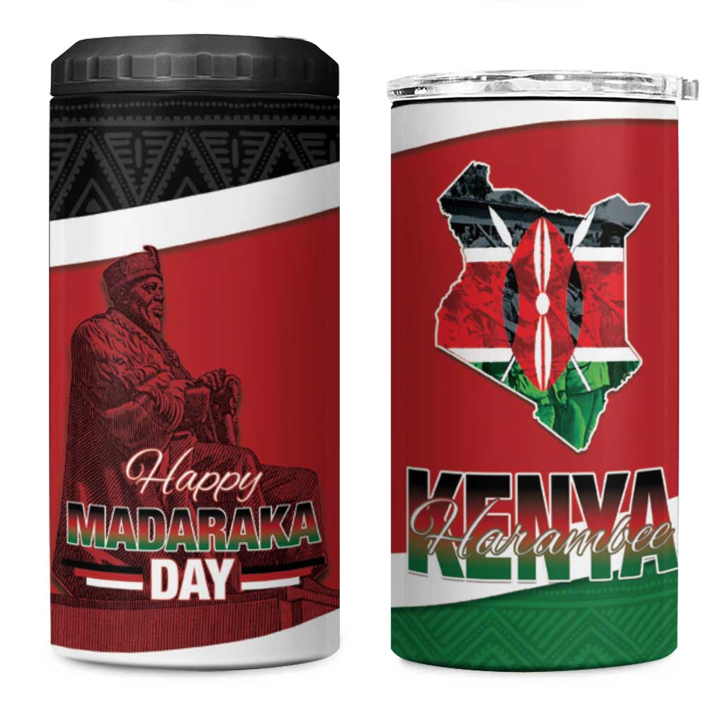 Kenya Madaraka Day 4 in 1 Can Cooler Tumbler Jomo Kenyatta With Map LT15