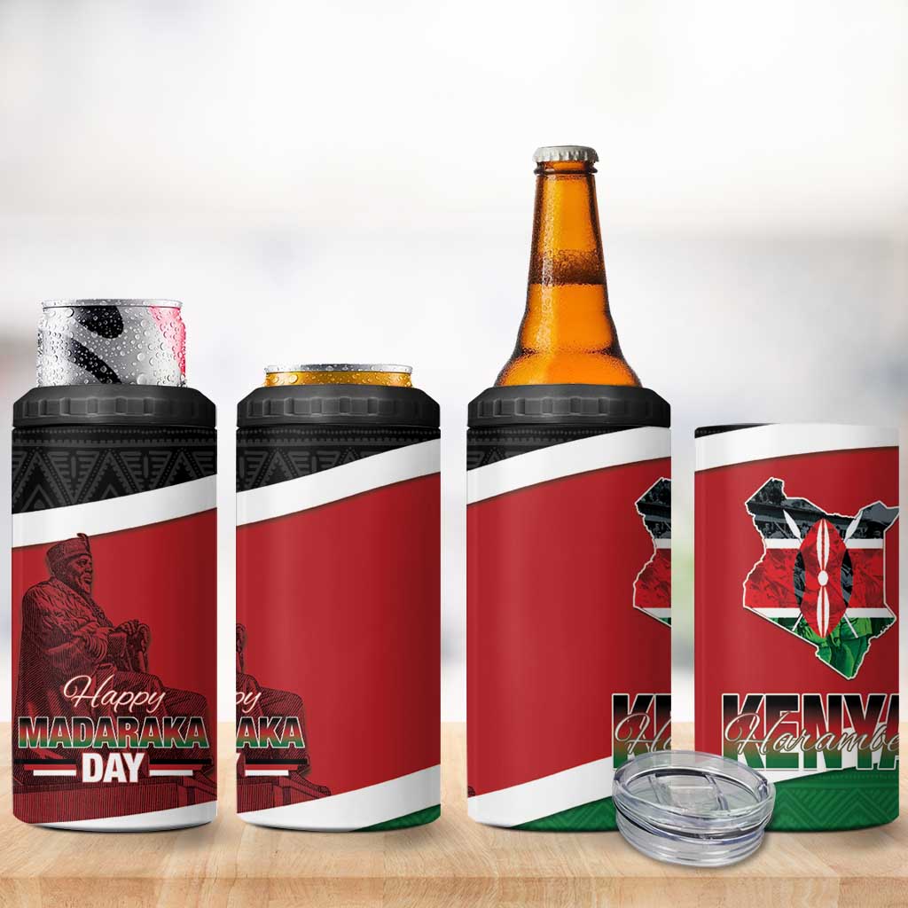 Kenya Madaraka Day 4 in 1 Can Cooler Tumbler Jomo Kenyatta With Map LT15
