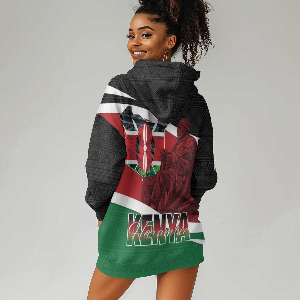 Kenya Madaraka Day Hoodie Dress Jomo Kenyatta With Map LT15
