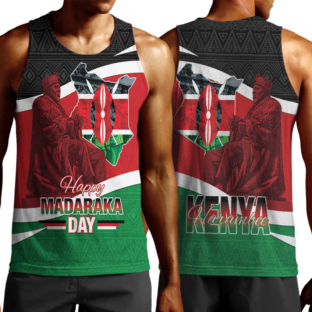 Kenya Madaraka Day Men Tank Top Jomo Kenyatta With Map LT15