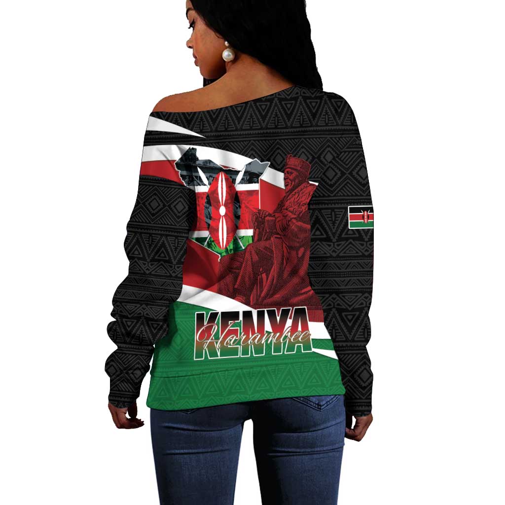 Kenya Madaraka Day Off Shoulder Sweater Jomo Kenyatta With Map LT15