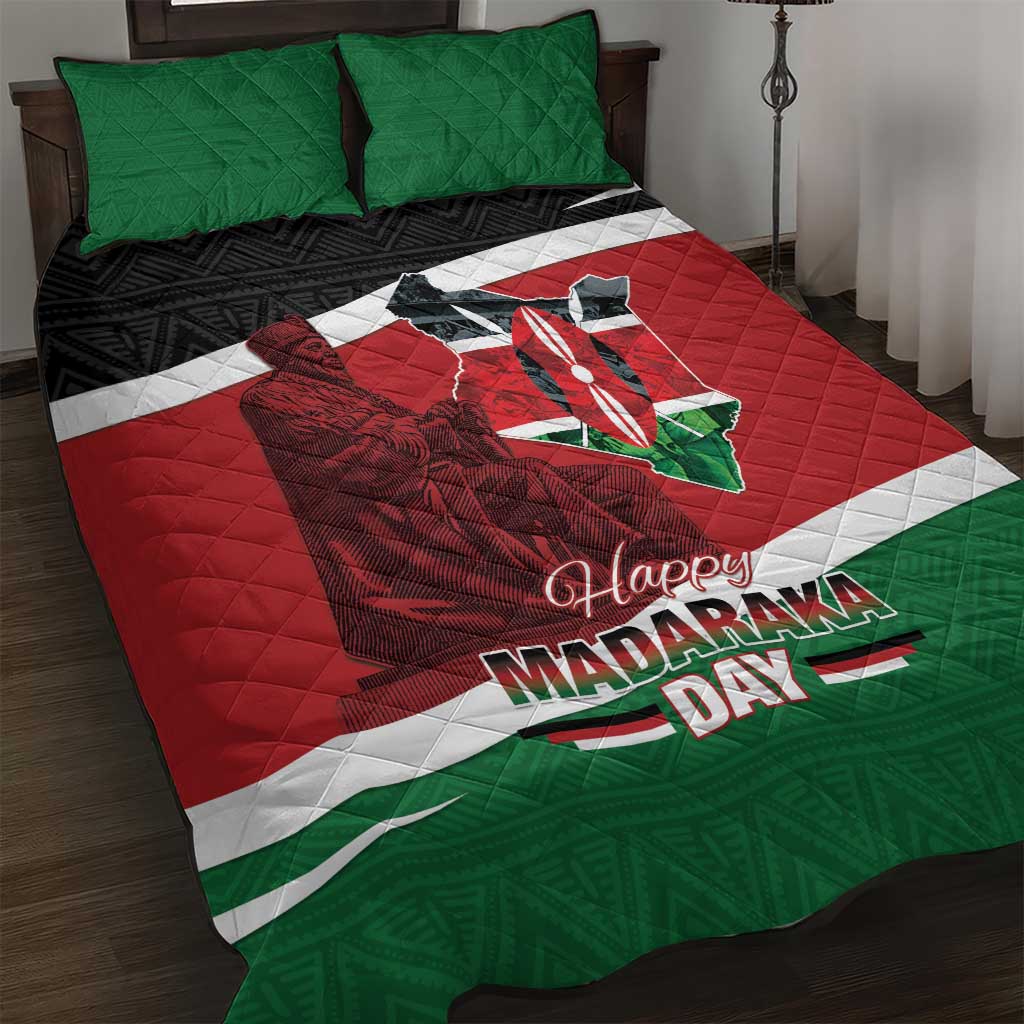 Kenya Madaraka Day Quilt Bed Set Jomo Kenyatta With Map LT15