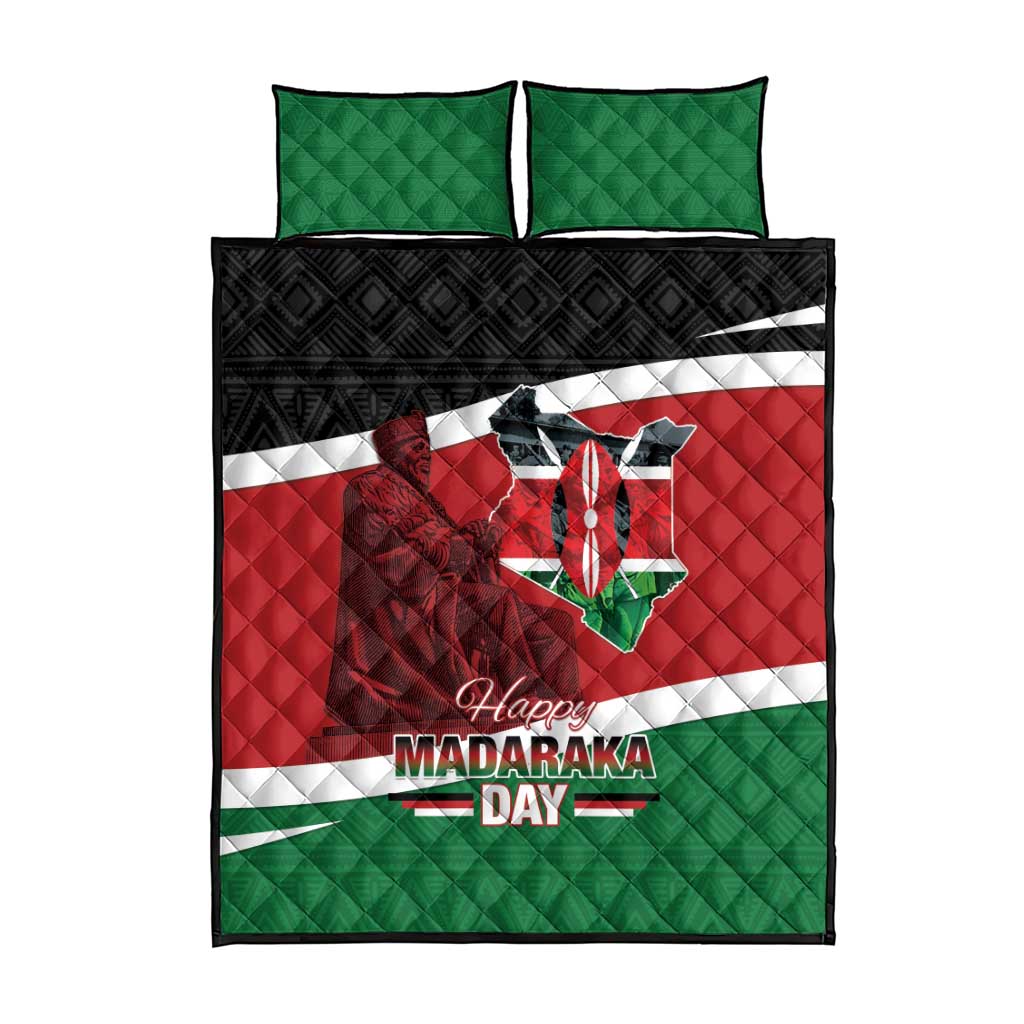 Kenya Madaraka Day Quilt Bed Set Jomo Kenyatta With Map LT15