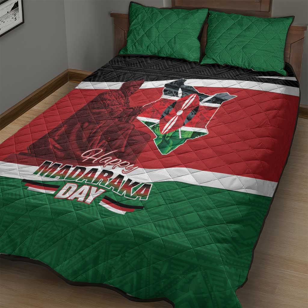 Kenya Madaraka Day Quilt Bed Set Jomo Kenyatta With Map LT15
