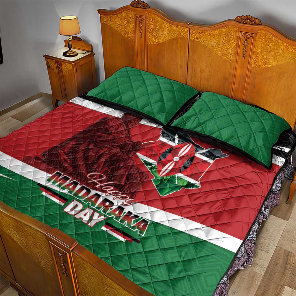 Kenya Madaraka Day Quilt Bed Set Jomo Kenyatta With Map LT15