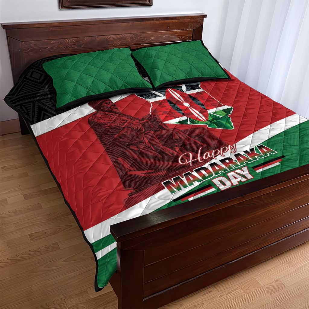 Kenya Madaraka Day Quilt Bed Set Jomo Kenyatta With Map LT15
