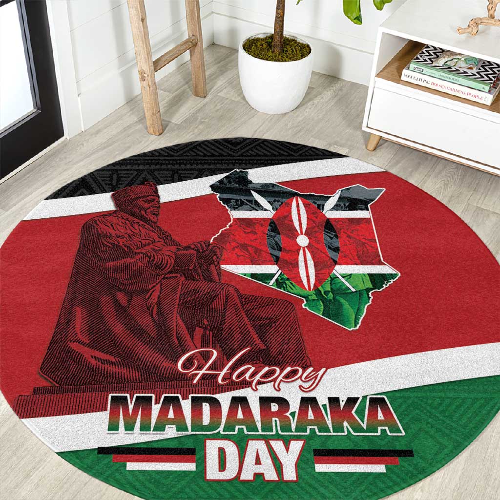 Kenya Madaraka Day Round Carpet Jomo Kenyatta With Map LT15