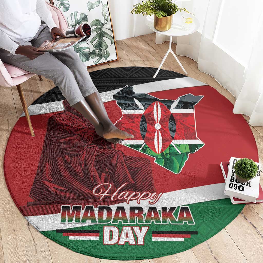 Kenya Madaraka Day Round Carpet Jomo Kenyatta With Map LT15