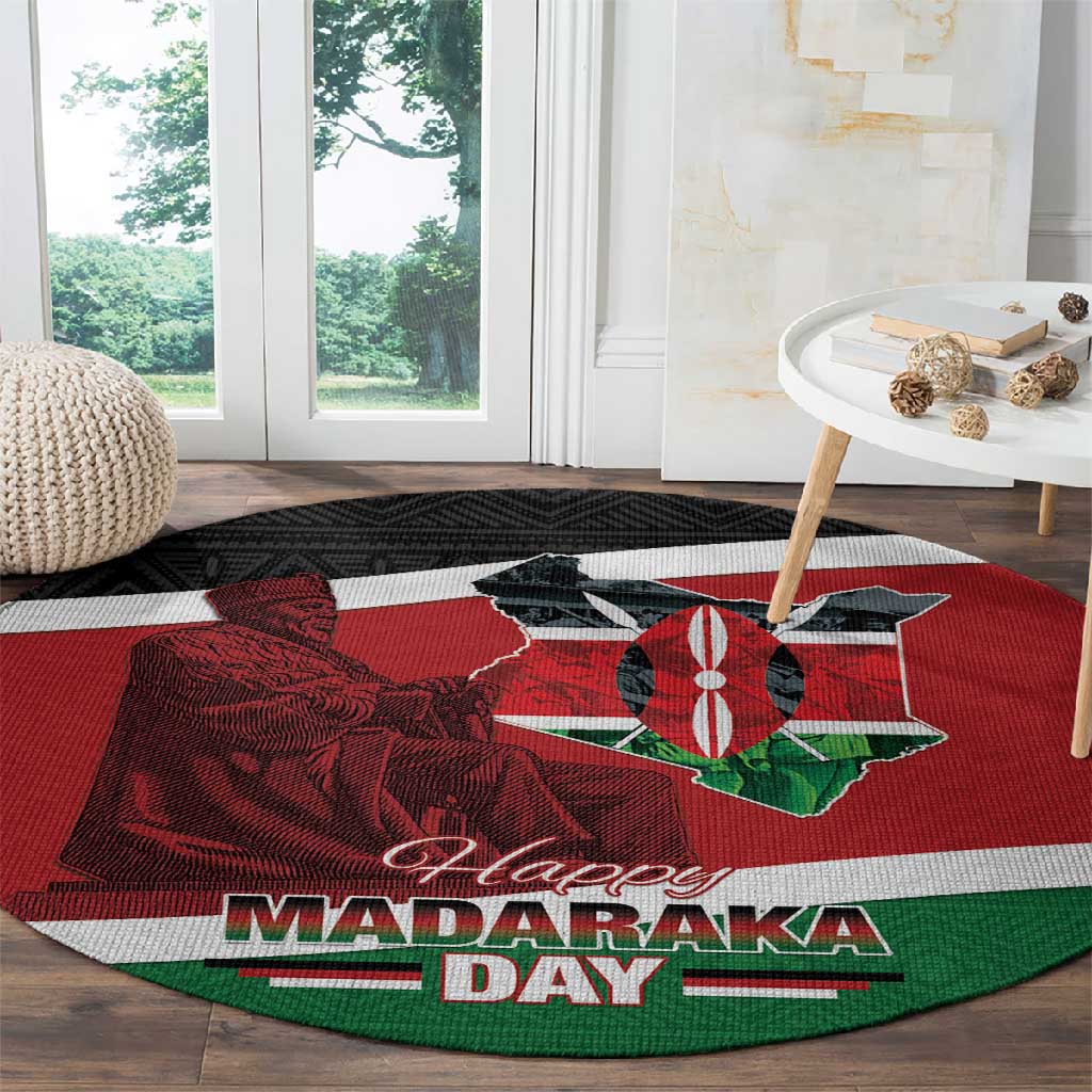 Kenya Madaraka Day Round Carpet Jomo Kenyatta With Map LT15