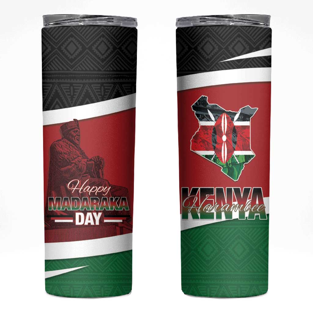 Kenya Madaraka Day Skinny Tumbler Jomo Kenyatta With Map LT15