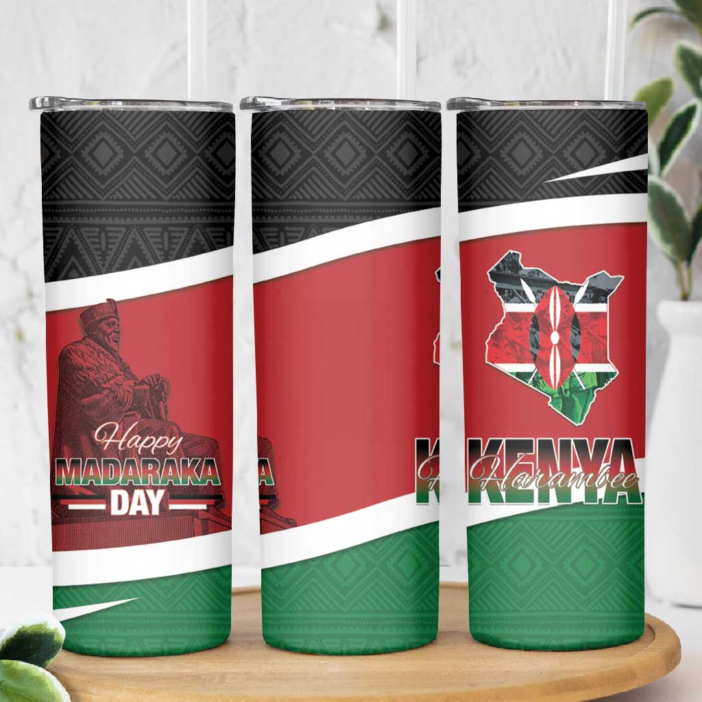 Kenya Madaraka Day Skinny Tumbler Jomo Kenyatta With Map LT15