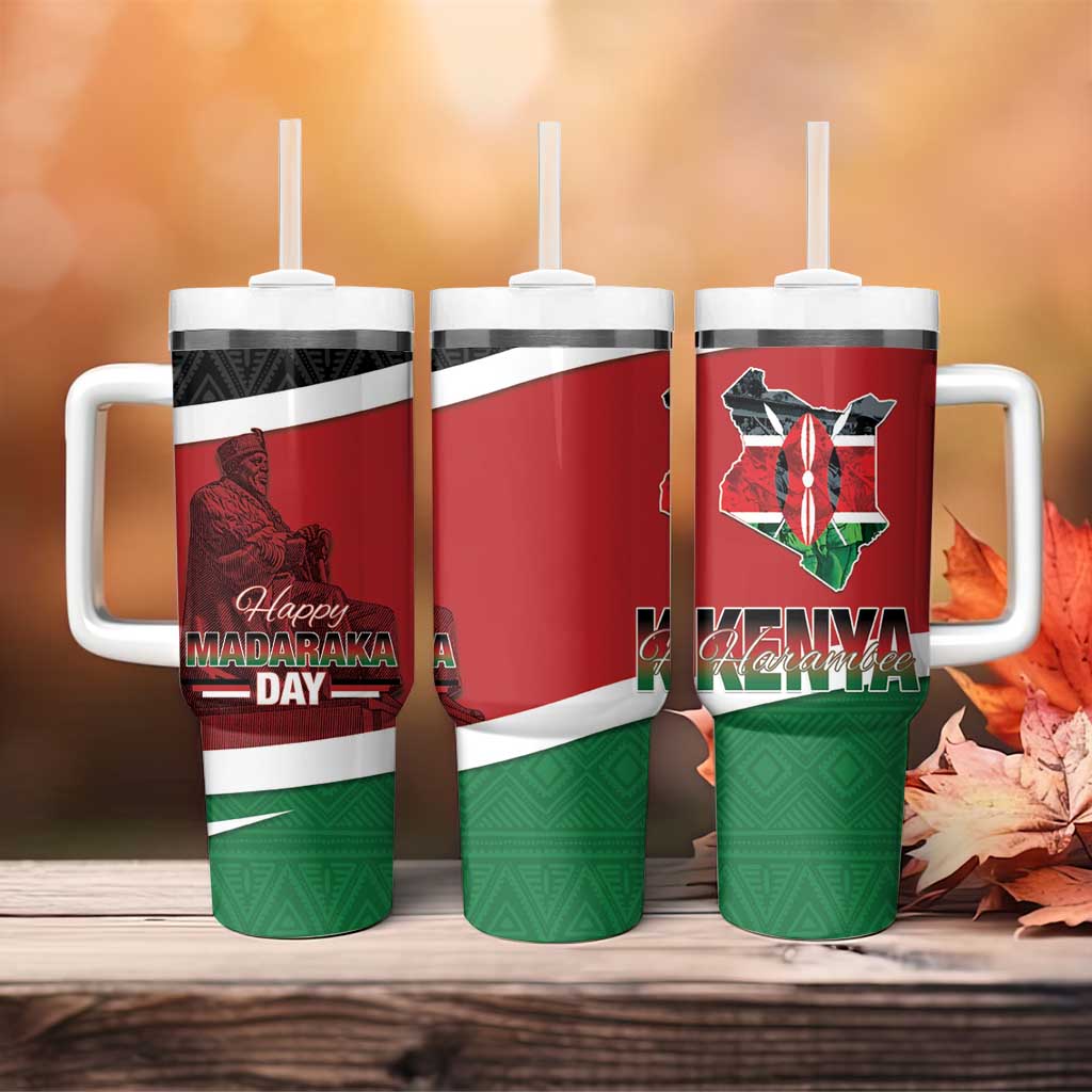 Kenya Madaraka Day Tumbler With Handle Jomo Kenyatta With Map LT15
